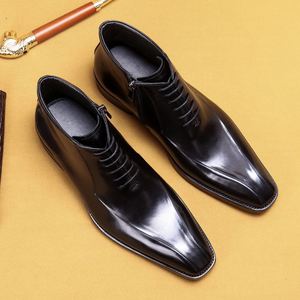 Bottes Chelsea pour hommes en cuir véritable de haute qualité, fabriquées à la main, avec lettres gravées, style britannique, pour affaires et occasions formelles - Product Image 2