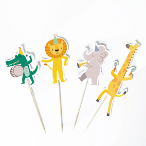 902361 Jungle <strong>Animal</strong> Band <strong>Cake</strong> <strong>Topper</strong> Picks Birthday Party Cupcake Decorations with Lion Elephant Giraffe and Crocodile - Product Image 1