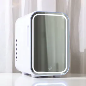 Réfrigérateur Portable de soins de beauté 12V 10L cosmétique Led Mini réfrigérateur de soins de peau avec miroir porte refroidisseur plus chaud bureau voiture