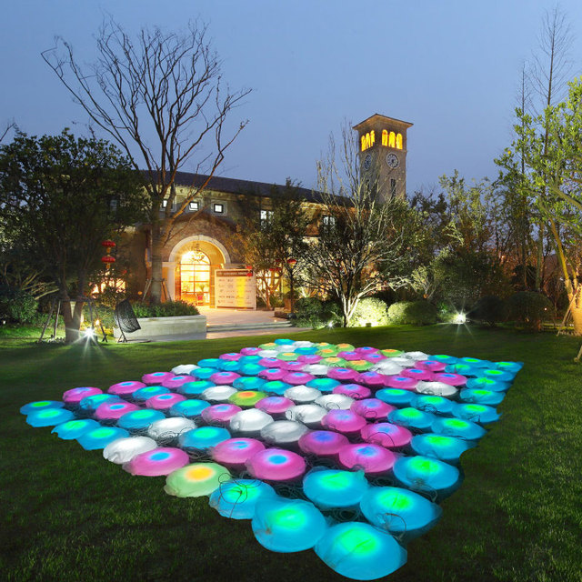Interactive IP65 Pressure Sensor Game Tiles Round LED Disco DJ Stage with DMX512 Control Matrix Light for Garden