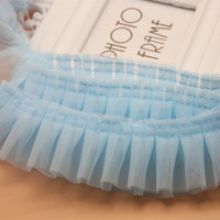 Dentelle plissée double couche en maille de 5 cm en filament de polyester pour la confection artisanale de jupes de poupées DIY