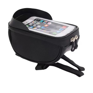 Bicycle Handlebar Bag 1.5L Waterproof With Phone Pocket Universal Fit Casual Style <b>Adjustable</b> <b>Strap</b> Zipper Closure - Product Image 5