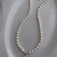 Colliers en perles d'eau douce blanches de 4-5 mm, plaqués or 14 carats, de qualité 3A, en gros, chaîne à maillons classique, unisexe, cadeau idéal