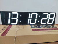 SE170016 Jam LED Digital, ukuran besar 27 inci dengan Stopwatch alarm waktu hitung mundur dan suhu