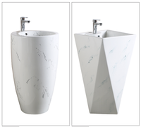 Lavabo sur pied en céramique blanc brillant monobloc, directement de l'usine, pour hôtel, appartement, salle de bain