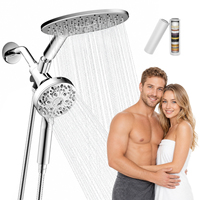 Ensemble de douche à effet pluie avec filtre magnétique chromé, douche à main multi-jets avec jet puissant, disponible pour commande en gros (rénovation)