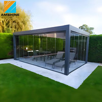 Özel Tasarım Lüks Modern Dış Mekan Pergola Alüminyum Su Geçirmez Panjurlu Çatı Metal Biyoklimatik Bahçe Pergola'sı