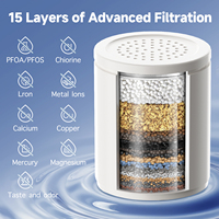 Système de purification d'eau à 15 étapes avec filtration au charbon actif, anti-calcaire, filtre de douche professionnel, élimination du chlore, portable