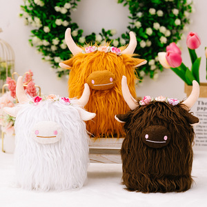 Decoraciones Navideñas Más Vendidas, Peluche de Vaca de las Tierras Altas Escocesas, Muñeco Artificial para Niños - Product Image 1