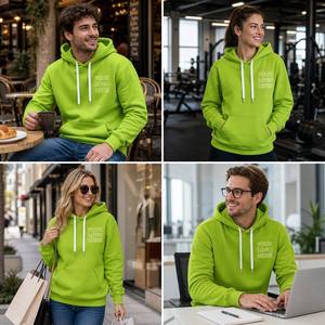 Fluorescent Vert Blanc À Capuche Impression Personnalisée Pull Streetwear 250gsm Hommes Hoodies Sweatshirts Gym Club À Capuche - Product Image 6