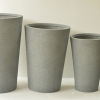 Ensemble de pots à fleurs en béton minimalistes modernes pour l'extérieur, jardinières de jardin, finition texturée grise pour les fleurs et les plantes vertes