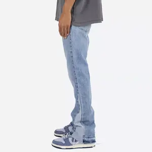 Custom Loose Fit Vintage Flare Jeans Men Stacked Denim Men's Jeans High Quality Pants Blank Denim Baggy Jeans For Men