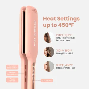 Multi Professional Planchas De Cabello Infrared Salon 450F Nano Titanium Custom Flat Iron Portable Hair Straighten