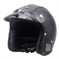 Casque Demi-Coque Rétro en Cuir PU Exclusif Transfrontalier pour Vélos Électriques et Trottinettes Électriques, Certifié DOT, pour Hommes et Femmes, Commerce International