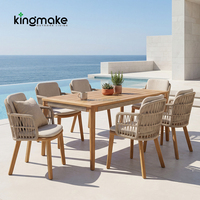 Ensemble de mobilier d'extérieur en rotin tressé, ensemble de jardin en teck imperméable, ensemble de salle à manger en bois durable et luxueux pour hôtel et patio