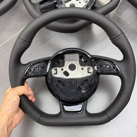 Pour Audi A3 A4 B8 A5 A6 A7 Q3 Q5 Q7 S8 R8 Volant de Voiture Personnalisé en Cuir Daim avec Coutures, à Fond Plat