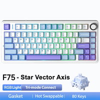 Clavier mécanique programmable personnalisé AULA F75, branchement à chaud, sans fil, triple mode, rétroéclairage RVB, USB Type-C, clavier anti-éclaboussures