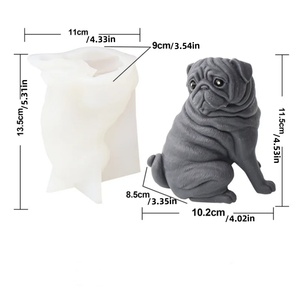 Moule à bougie en silicone en forme de chien Pug 3D pour la méditation, moule DIY pour bougie parfumée, décoration d'intérieur, résine - Product Image 4