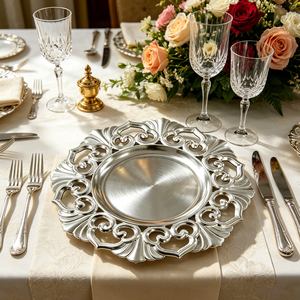 <span class=keywords><strong>Assiette</strong></span> de Présentation Ronde en <span class=keywords><strong>Plastique</strong></span> Écologique de Luxe, Design Creux, Motifs Personnalisés Style Américain en PP pour Banquets, Hôtels et Mariages - Product Image 4
