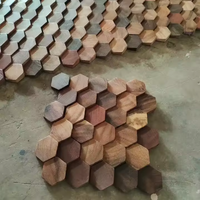 Panneaux de bois 3d au design moderne Décoration murale Art d'intérieur Panneau mural en nid d'abeille en forme d'hexagone