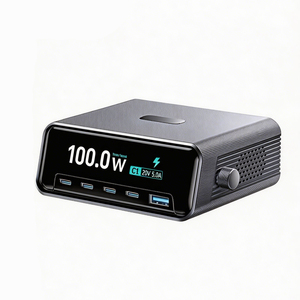 100W GaN Desktop Charging Station With Digital Display 5 Ports Multi USB PD Fast <b>Charger</b> US EU UK AU Universal <b>Plug</b> Power Hub - Product Image 2