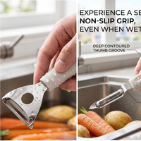 Pengupas Sayur Buah Ergonomis Putar Tangan Bahan Stainless Steel 430 Food Grade untuk Persiapan Makanan di Dapur