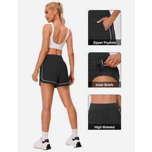 Shorts Deportivos FOXA para Mujer, Cintura Alta de 2.5 Pulgadas, Shorts para Correr con Bolsillo con Cierre, Ropa Deportiva para Gimnasio - Product Image 4