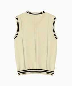 Chaleco de suéter de punto para uniforme escolar de estudiante, chaleco informal con cuello en V, suéter sin mangas, cárdigan escolar - Product Image 5