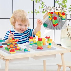 5-in-1 Kids Sensory <b>Table</b> Chair Set Wooden Sand Water Play Building Blocks <b>Study</b> Dining Toy Storage Gift for Boys & Girls - Product Image 5