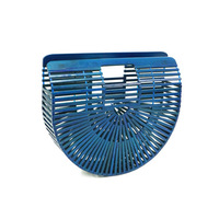 Sac bandoulière messager en bambou tressé fait main, pochette tissée, sac de plage ajouré en demi-cercle pour femme