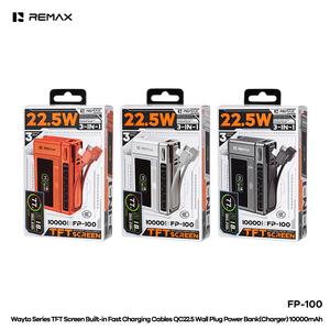 Banco de Energía FP-100, Carga Rápida de 22.5W, Pantalla TFT, Cable Desmontable de USB-C a iPhone, 10000mAh, Enchufe de Pared, 3 en 1, FP-100 - Product Image 4