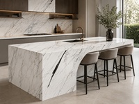 Dalle de marbre blanc Calacatta chinois pour mur de salle de bain, plan de toilette, îlot de cuisine et design d'intérieur de villa