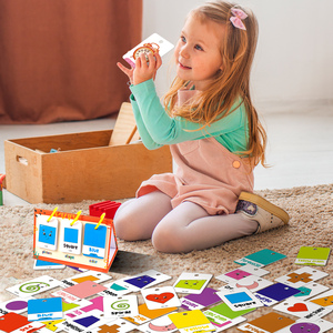 Juguete educativo temprano para niños, 60 piezas, formas y colores, tarjetas Flash cognitivas, rotafolio para niños - Product Image 4