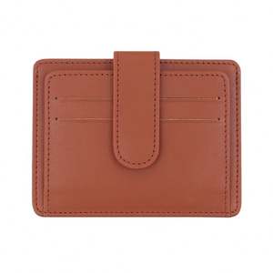Porte-cartes de crédit classique minimaliste en cuir marron, portefeuille personnalisé, blocage RFID, poche avant, portefeuille fin pour homme - Product Image 1