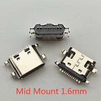Connecteur USB USB-3.1 Type C Horizontal Mid Mount 16P Femelle 1.6mm à travers la carte 0.8mm pour adaptateur de chargeur DIY Type C