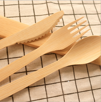 Ensembles de couverts jetables en bambou naturel et métal, couteau, fourchette, cuillère, serviette en papier, écologiques, résistants à la chaleur, durables