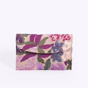 Women's Handmade Woven Straw Shoulder Clutch <b>Bag</b> for Summer 2025 Shining Glitter <b>Sequined</b> Floral Embroidered Open for Beach - Product Image 6