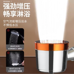 Cabezal de ducha Royal Stan de cinco funciones con filtro y botón de parada, montado en la pared, portátil, plateado y naranja - Product Image 2