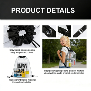 IDEA GIFT Promotional Custom Logo Storage Outdoor Draw String Bag Sport <b>Backpack</b> <b>Drawstring</b> Gym Bags transparent PVC bag - Product Image 5