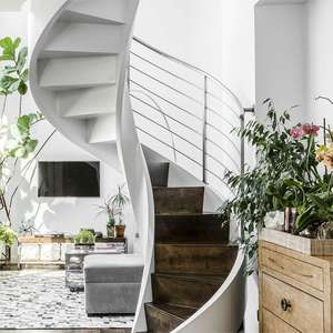 ロビー使用屋内自立型湾曲階段/階段レール足場はしご木製階段 - Product Image 6