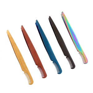 Juego de Pinzas para Cejas de Acero Inoxidable con Punta Puntiaguda, Duraderas, Estilo Moderno, con Función de Peine - Product Image 1