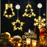 LED Weihnachts-Glöckchen Stern Hirsch Schneeflocken Weihnachtsmann Schneemann Saugnapf Fenster Dekorative Feiertagsfestival-Dekorationsbeleuchtung