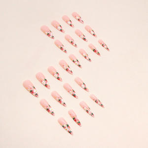 Ensemble 24 pièces d'ongles européens et américains ABS Sweet Girl Heart Glitter <span class=keywords><strong>French</strong></span> Style Nails for Red Christmas Valentine's Day Manicure Fingers - Product Image 4