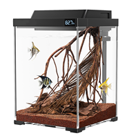 Mini aquarium en verre, réservoir de poissons de 2,6 gallons, réservoir écologique décoratif pour la maison, le bureau, le salon