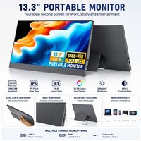 Monitor Portátil para Juegos LED IPS de 13.3 Pulgadas, 1366x768, 60Hz, OEM/ODM, con USB-C, HDR, Altavoces Integrados, para Laptops, PS4, PS5, Switch