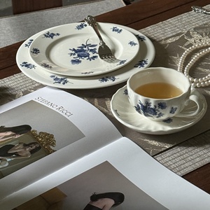 Vintage Retro Blue Daisy Ceramic Cup and Saucer <b>Set</b> High Quality Porcelain for Afternoon <b>Tea</b> and Western Dessert Wholesale - Product Image 2