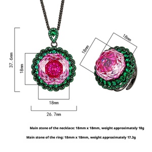 Conjunto de Joyería de Moda Ecológica de Cobre con Circonitas de Colores de 12*16/10*12mm, Pendientes y Anillo, el Más Vendido, Chapado en Oro 2026 - Product Image 2