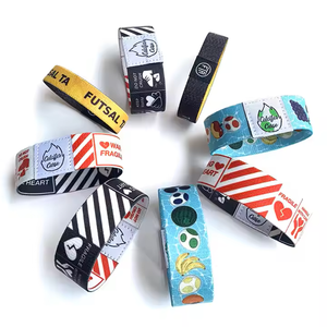 Logotipo personalizado al por mayor promocional reciclado de tela elástica poliéster Spandex tela sublimación pulsera elástica para eventos - Product Image 2