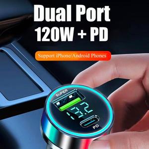 Chargeur de voiture à charge rapide avec 2 ports USB, adaptateur pour smartphone, chargeurs à charge rapide avec affichage numérique - Product Image 4