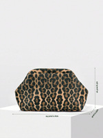 Nouvelle Pochette de Soirée de Luxe en PU, Imprimé Léopard, Douce et Plissée, en Forme de Coquille, pour Femme